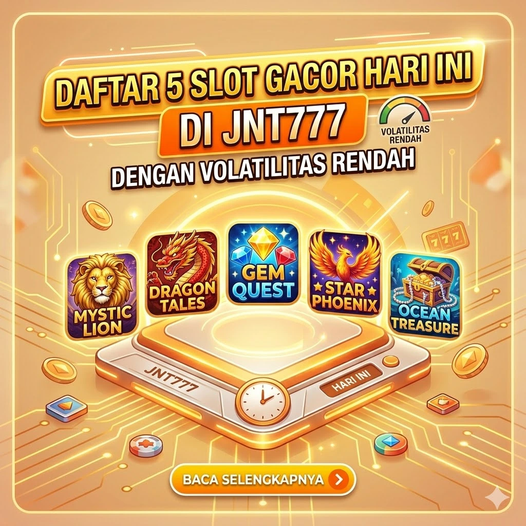 Daftar 5 Slot Gacor Hari Ini di JNT777 dengan Volatilitas Rendah
